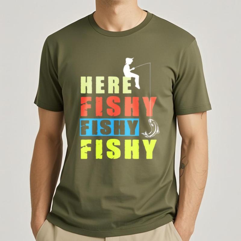 Unisex Brand Tshirt Street Wear Boys Oneck Tshirt Brand Here Fishy Fishy Fishy Cool Unisex Teeshirt Summer Fashion Top Tees