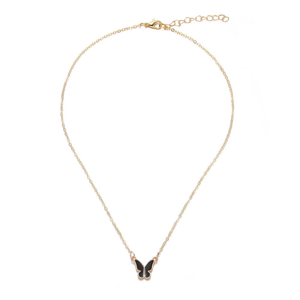 Hot-selling Oil Dripping Small Butterfly Jewelry Women, Fashionable and Simple Butterfly Necklace, Bracelet, Stud Earrings, Ring Four-piece Set