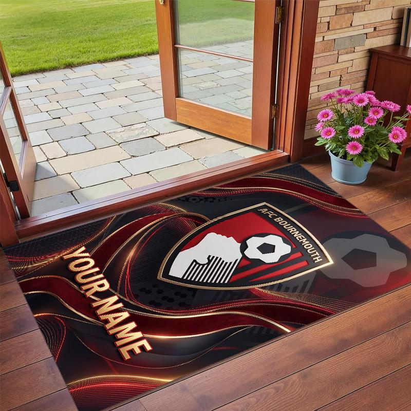 Crystal Velvet Rug Custom Name Text, Soft Non Slip Floor Mat Home DecorBournemouth Football