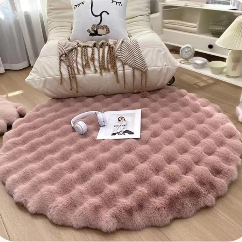Carpet 1PCS Round Plush Bubble Wool Free Living Room Sofa Bedroom Dressing Cloakroom Bedside Feet Home Decoration