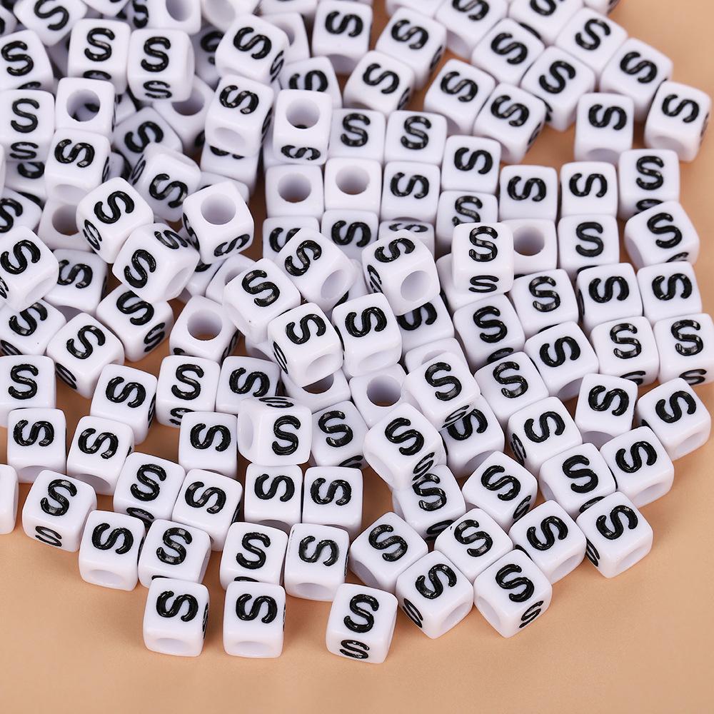 Square Acrylic A-Z English Letter Beads (6mm/7mm/8mm/10mm) for Jewelry Making