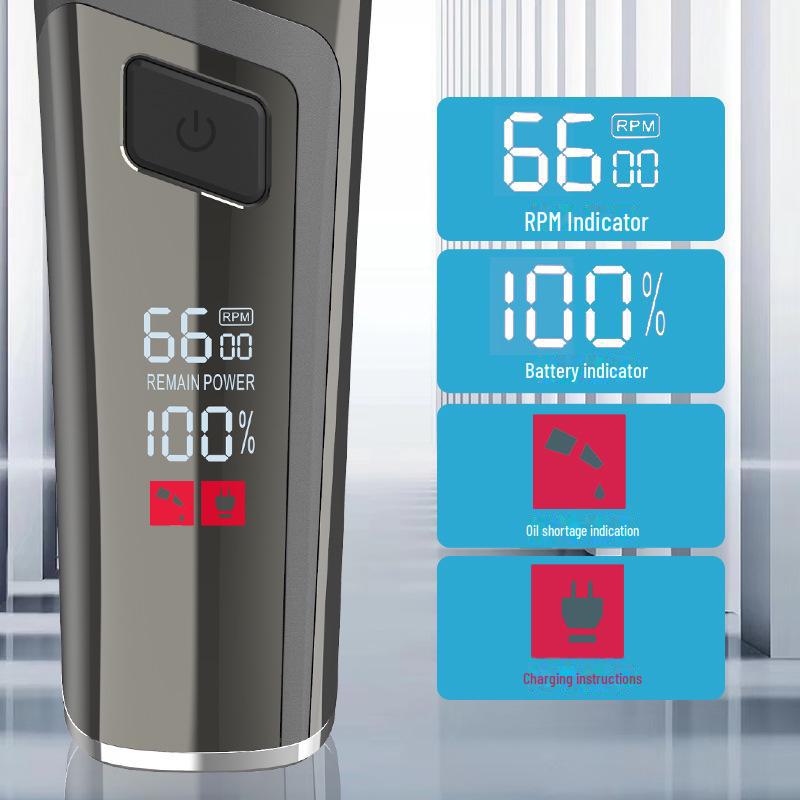 Fast-Charging Electric Hair Clipper with LCD Display and Ceramic Blade for Home Use