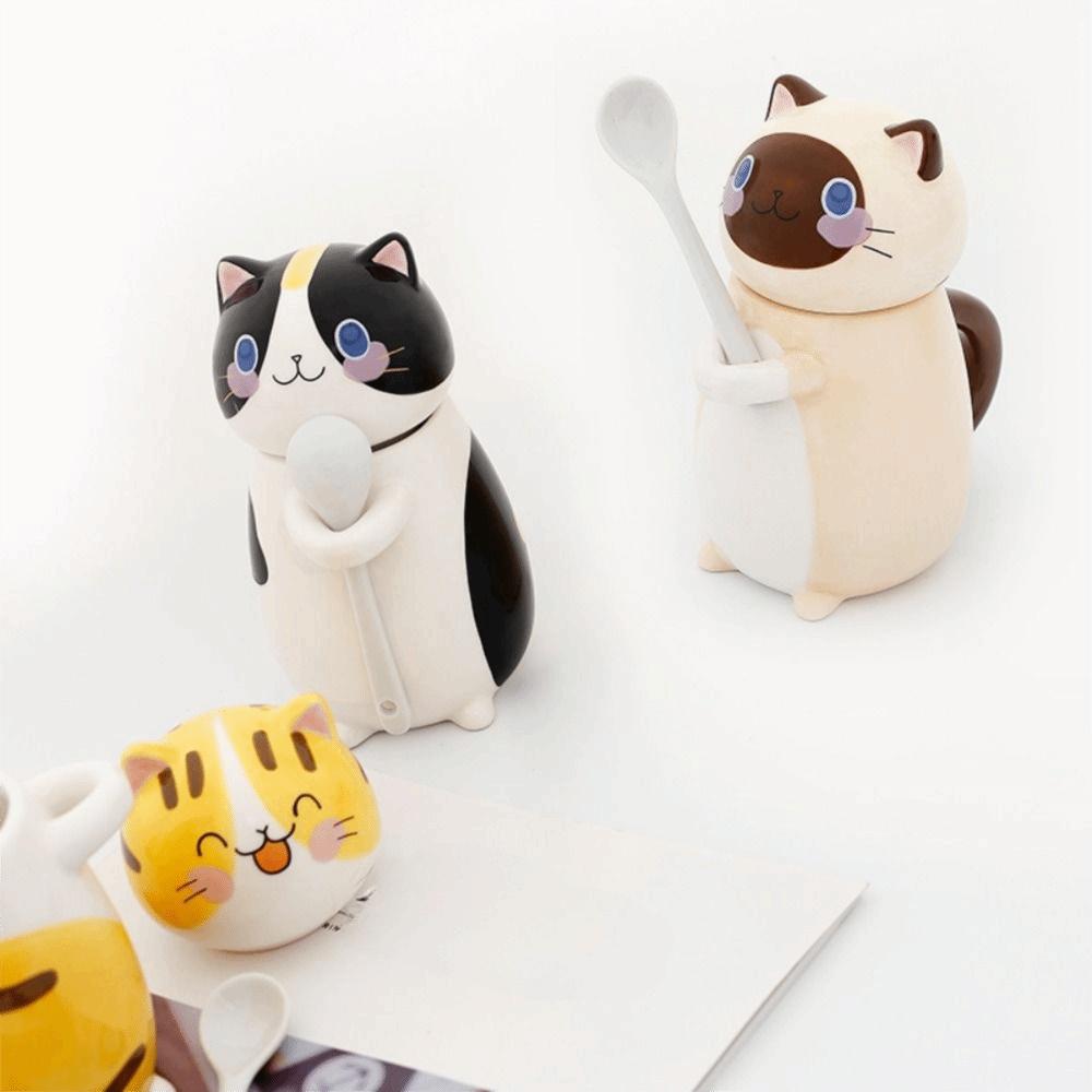 Capped Mug Cat Coffee Mug Ceramic Milk Tea Cups Creative Coffee Pots  Coffee Drinking