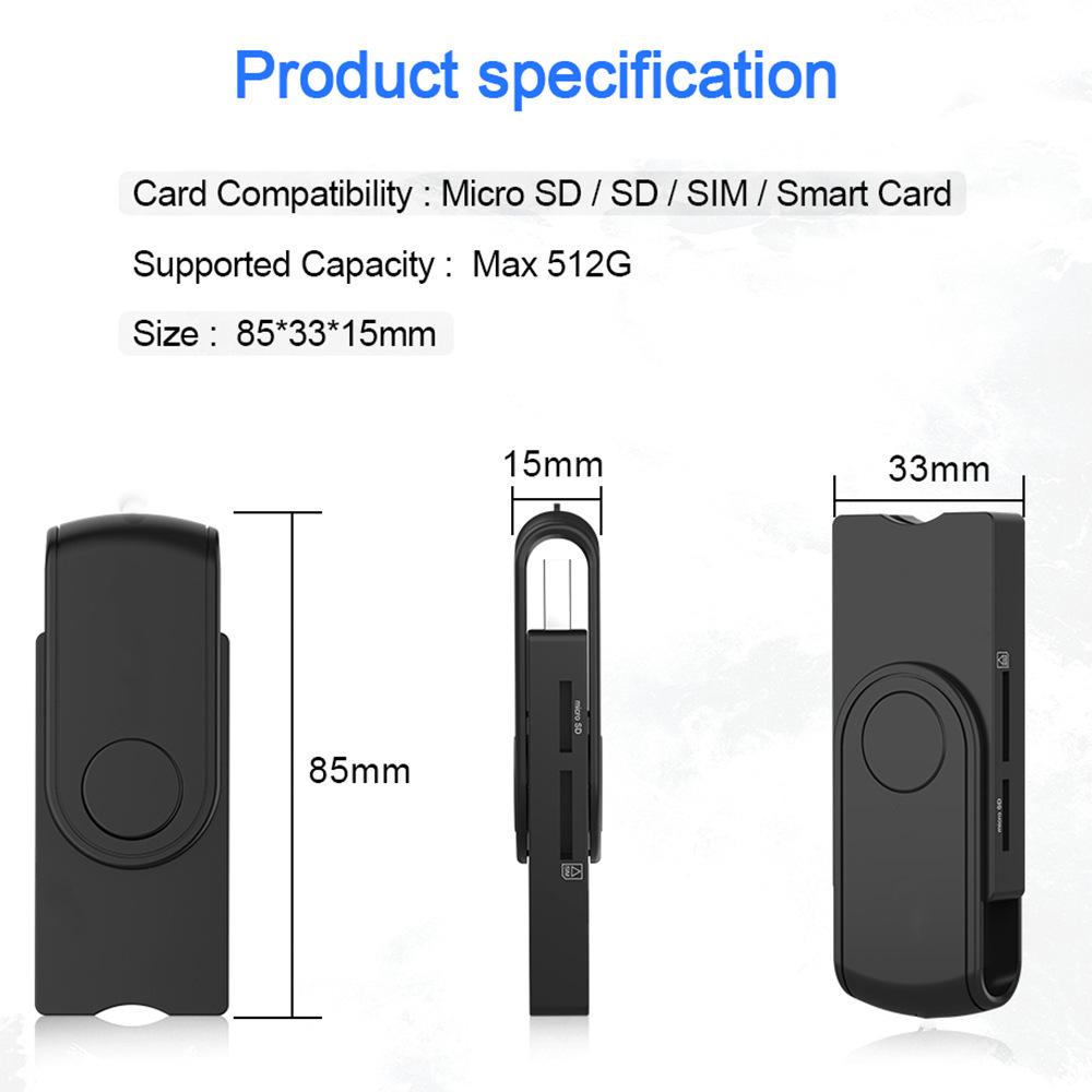 USB 2.0 All-in-One Smart Card Reader: SIM, SD, TF, ID, IC Cards