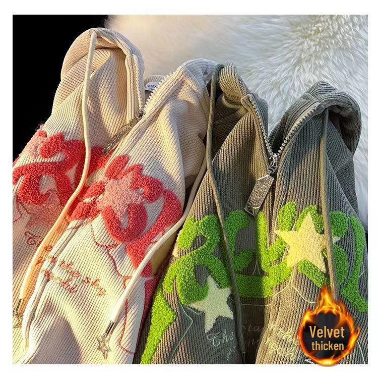 Men's Vintage Fleece-Lined Corduroy Hooded Cardigan