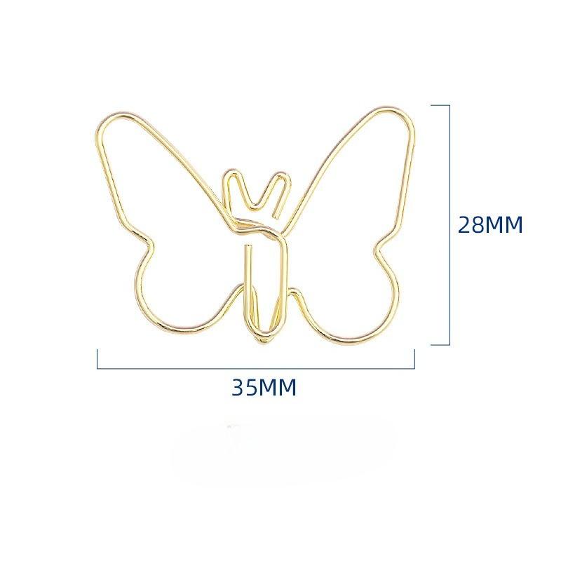 

100pcs Butterfly Shape Creative Paper Clip Cartoon Animal Electroplating Metal Student Stationery Paper Clips