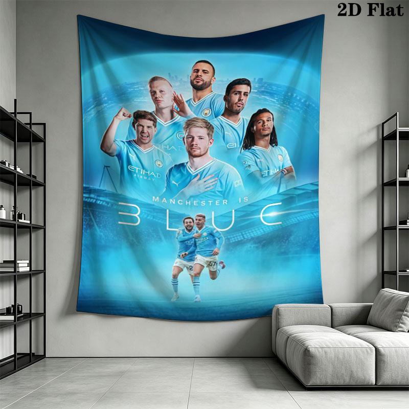 Forever MCFC BlueWall Hanging Printed Fabric Blanket Decorative Tapestries for Bedroom Living Room Home Decor