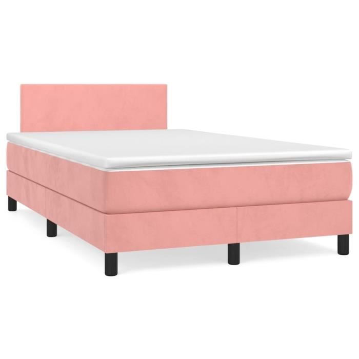 3141178 vidaXL Divan Bed with Mattress Pink 120x200 Cm Velvet