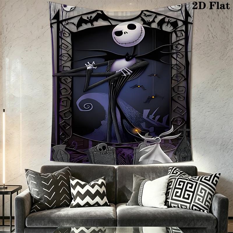 Jack Skellington Halloween Tshirt Tapestry Background Cloth Fashion Print Wall Decoration Atmospheric Background Cloth Wall Covering Decoration