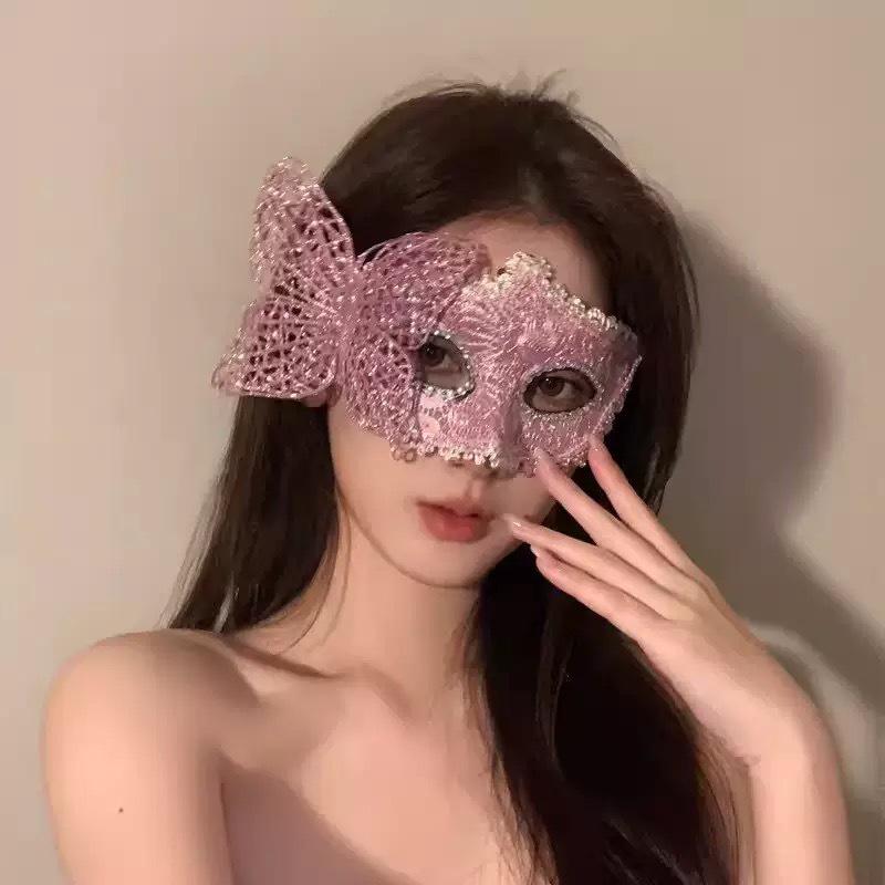 Black Floral Masquerade Half-Face Eye Mask for Night Party