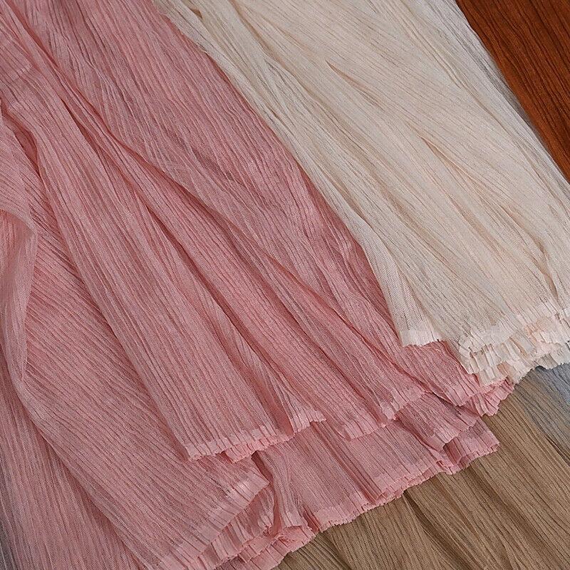 Organ Pleated Mesh Lace Fabric Crumpled Tulle Net Fabric Wedding Organ Skirt Dress Costume Curtains Handmade DIY Craft Material