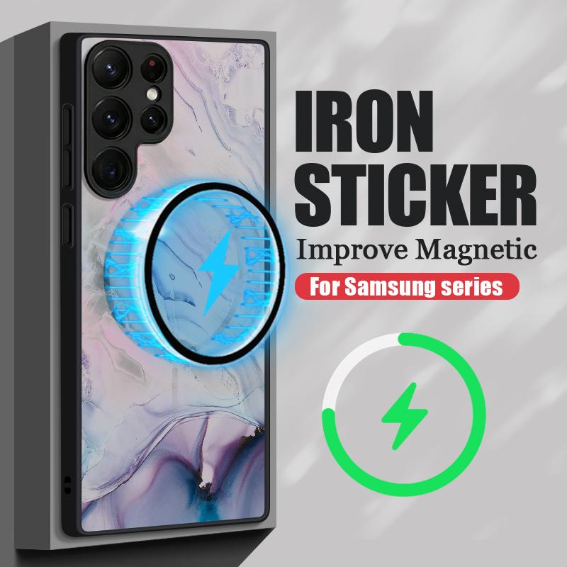 Thin Ring Magnetic Phone Case For Samsung Galaxy S26 Ultra S25 FE S24 S23 S22 Plus S21 FE Watercolor Marble Pattern Hybrid TPU+PC Matte Cover