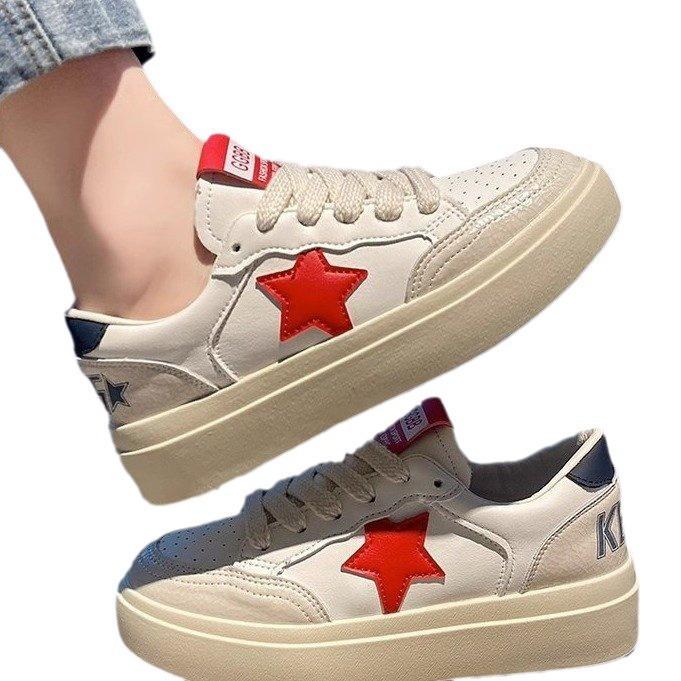 Star platform white shoes children ins2025 spring new versatile foreign style explosion sports and leisure board shoes