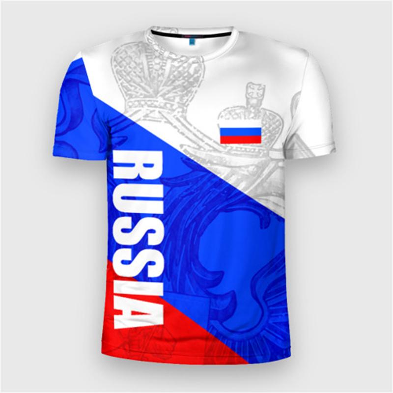 Fashion Russia Flag Badge T-shirt For Men's Clothing Short Sleeve T Shirts 3d Print Cool Pattern Street Trend Man Tee Top