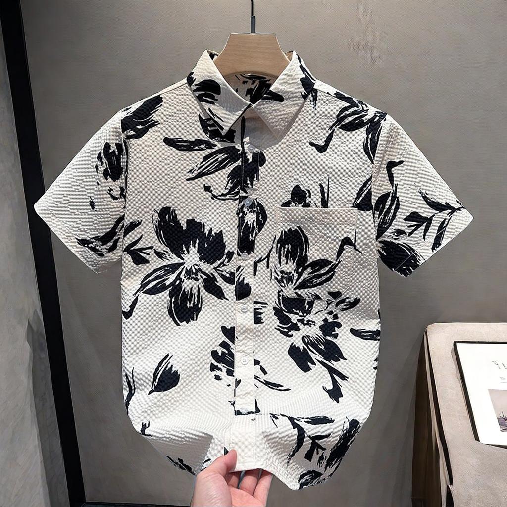 Men's Clothing Premium Short Sleeve Shirt Summer Fashion Print Loose Fit Casual Versatile Stylish New Collection