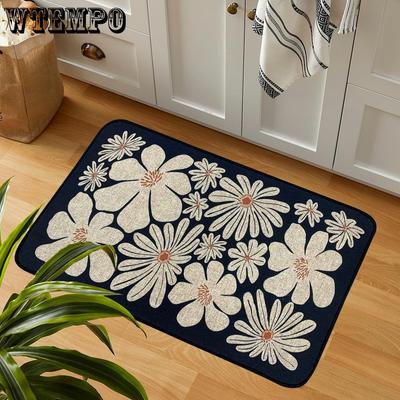 Retro Style Floral Floor Mat Dirt Resistant and Easy To Maintain Bathroom Absorbent Quick Drying Floor Mat