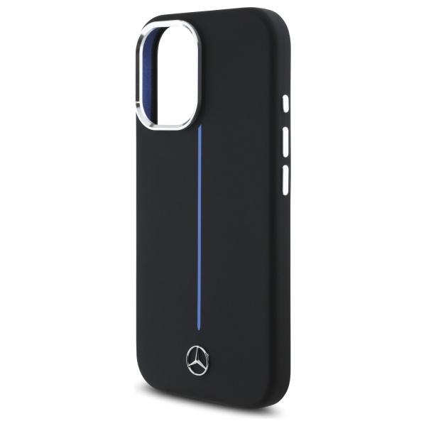 Mercedes Mehmp16S23Sumbk Iphone 16 6.1  Czarny/Black Hardcase Silicone Blue Stripe Magsafe