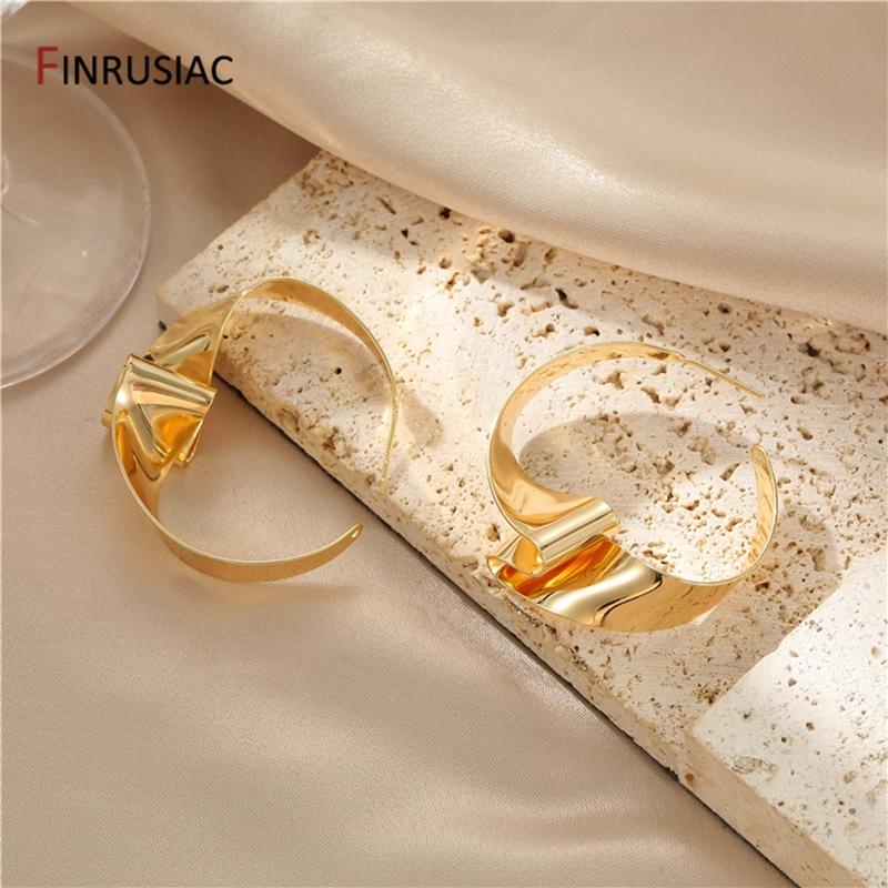 

FINRUSIAC Trendy Irregular Geometric Stud Earring Gold Plated 925 Sliver Exaggerated Punk Style Women Earrings