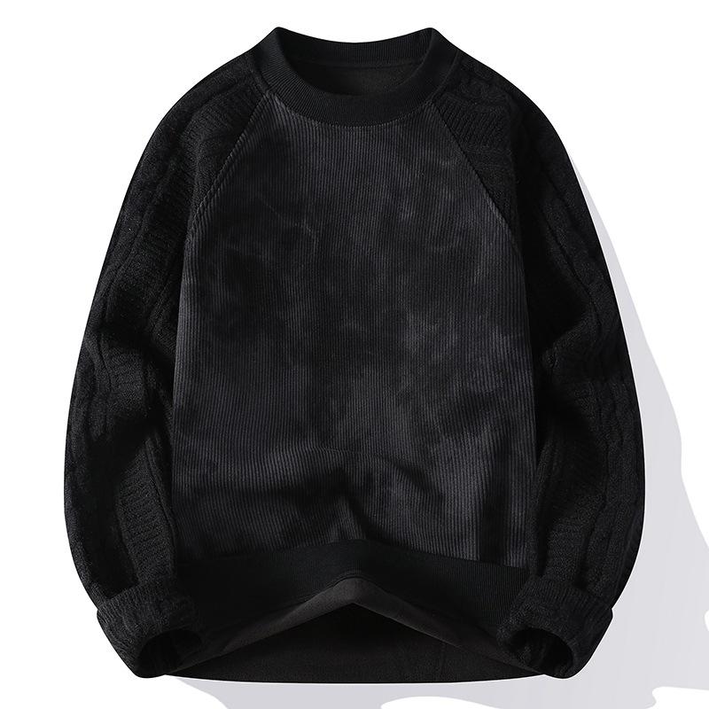 

Мужской свитер с круглым вырезом на осень и зиму, плюшевая утолщенная термоодежда, повседневный вязаный свитер 4XL чёрный