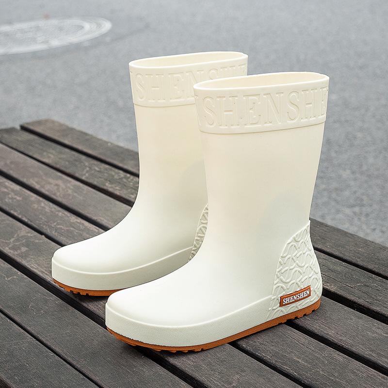 Fashion Rain Shoes Women's Medium Tube Rain Boots New Women's Versatile Waterproof Shoes Wear Wear Wear-resistant Non-slip Rubber Shoes Work