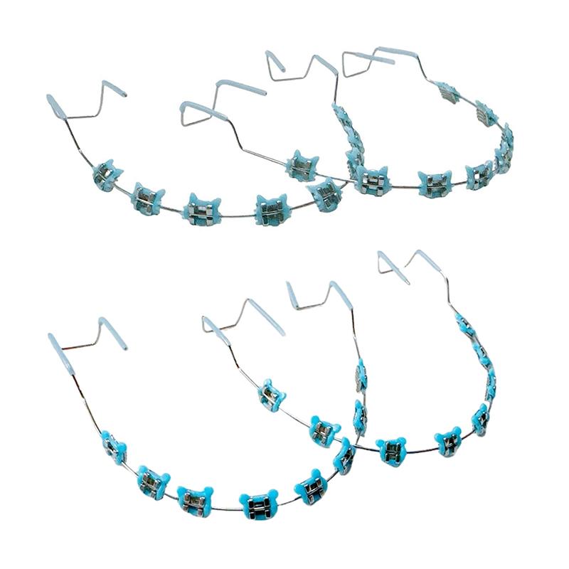 1Pair Cartoon Fake Braces Colorful Brackets For Teeth Temporary Metal Wires Metal Bracket Orthodontic Ligature Ties Dental Tool