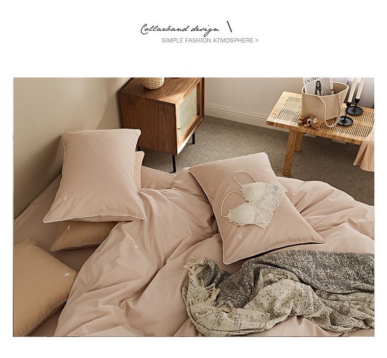 100% Cotton Long-Staple Flannel Bedding Set - 4-Piece Autumn/Winter Edition with Embroidered Thick Bed Sheet & Duvet Cover.