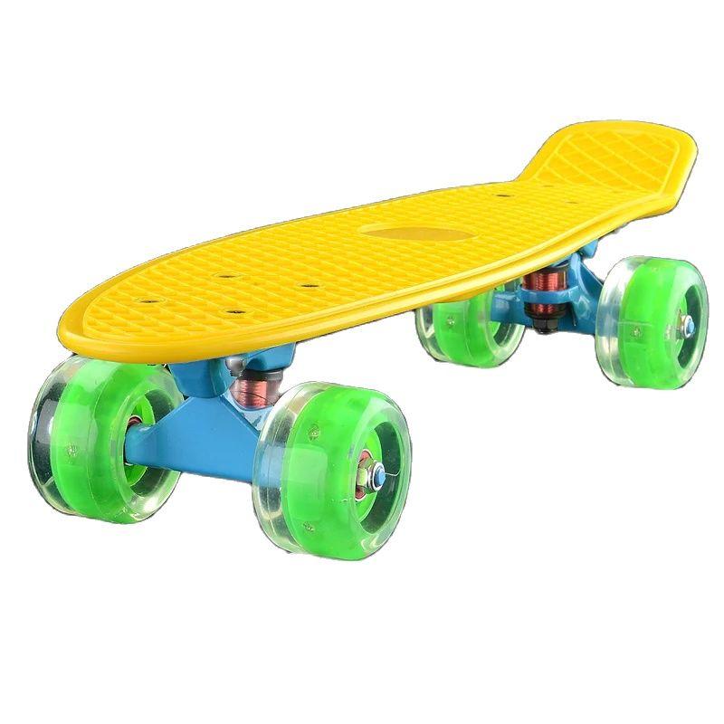 Penny Board Skateboard, Blinkande Hjul, Mini Fish Board, Stadscruiser, Retro Skate Scooter, Trendiga Kompletta Skateboards, 22"