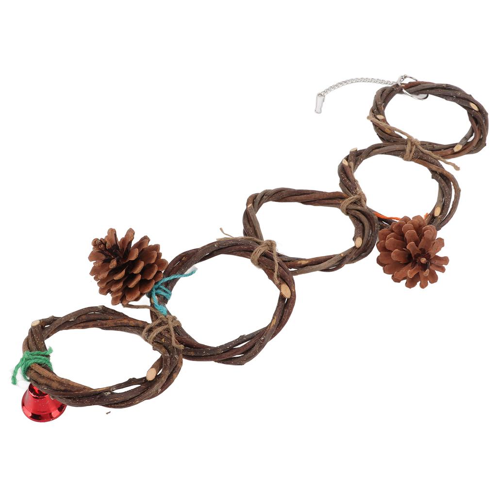 Parrot Ring Toy Safe Hand Knitted Hangable Bird Ring Swing Toy with Hook for Birds Parrots5 Rings