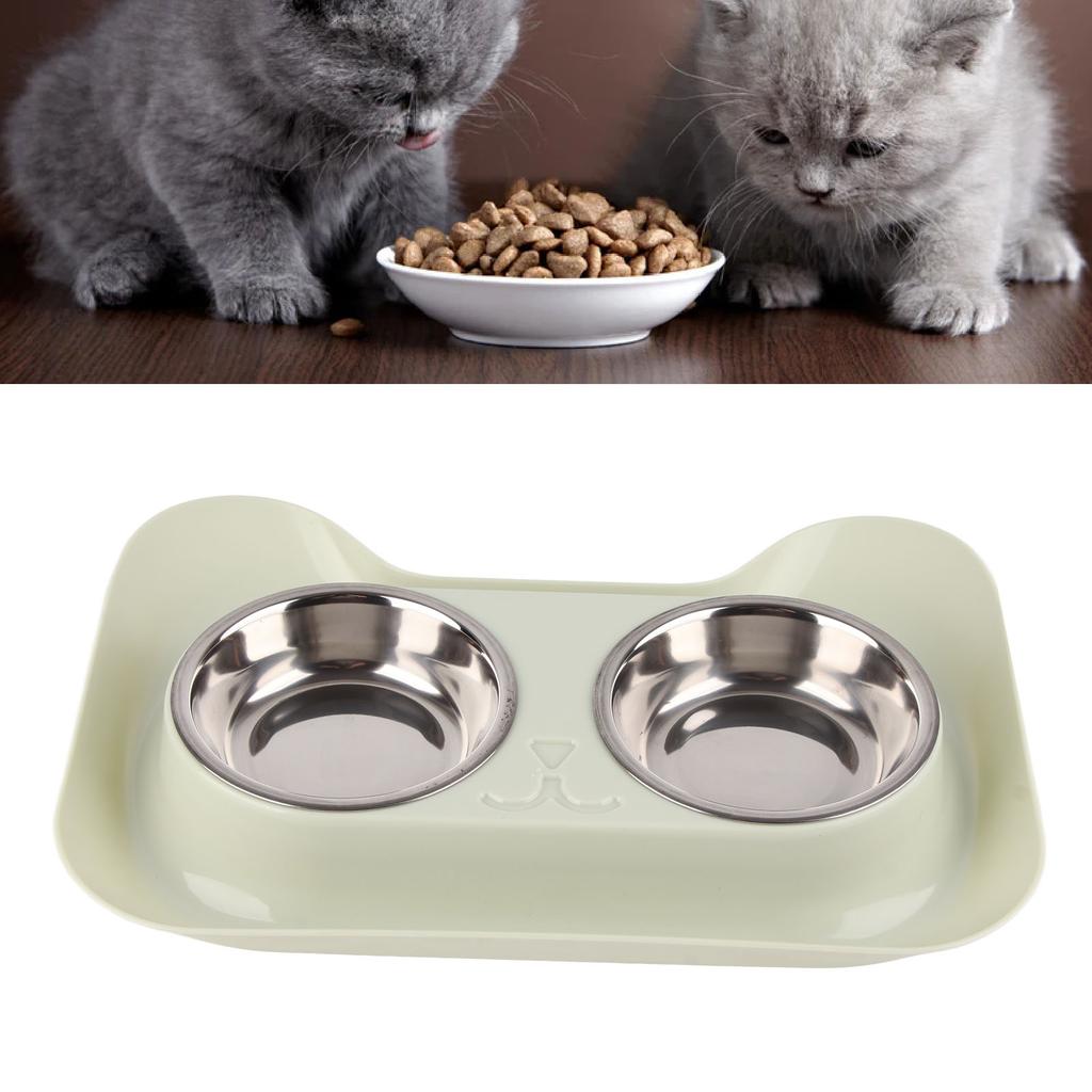 Hundenäpfe Edelstahl Niedliche Form Auslaufsicher Glatte Innenseite Leicht zu Reinigen Doppelter Hundenapf für