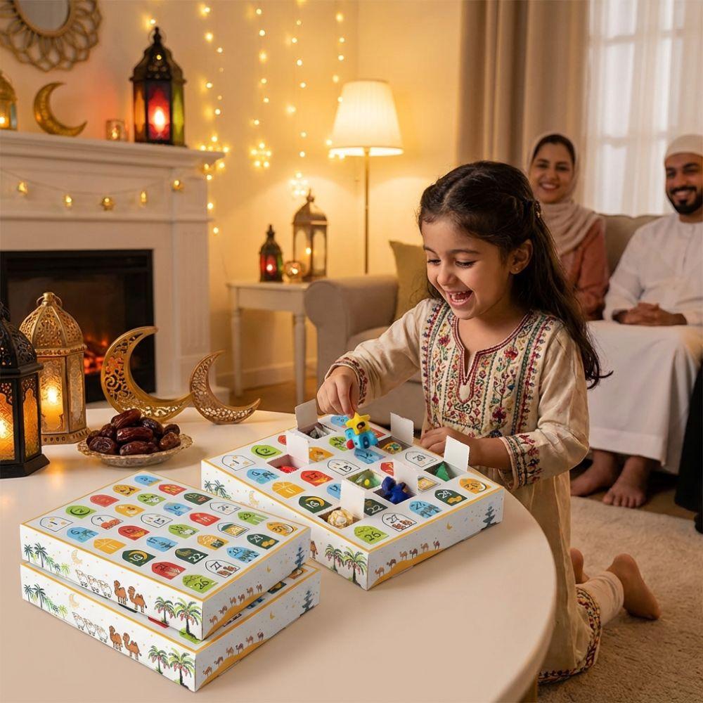 Paper Ramadan Advent Calendar Box 30 Empty Grid Gift Packaging Box Surprise Gift Box  Eid Party