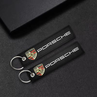 Embroidery Motorcycle Keyring For Porsche Boxster Cayman Cayenne 911 Macan Panamera Taycan 718 Keychain Key Chain Accessories