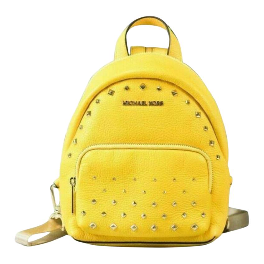 Michael Kors Mk Erin Small Studded Pebbled Leather Backpack Women Backpacks Yellow 35T0GERB1L-CITRUS Basic Set (Bag+Dust Bag)