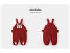 Kaka Panda Boys' New Year Sweater & Fleece-Lined Overalls Set - Trendy Children's Winter Outfit