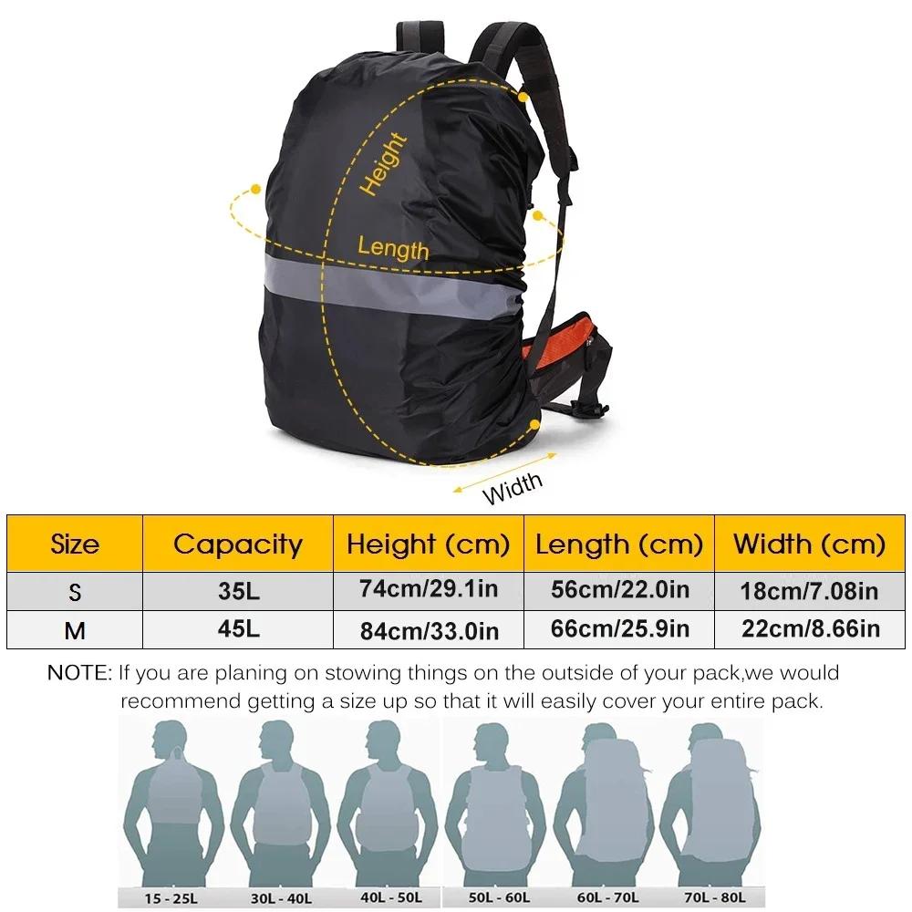 Durable And Safe Backpack Rain Cover Reflective Strip Waterproof Ultralight Backpack Cover Anti-Slip Cross Buckle Strap Hiking Camping Biking