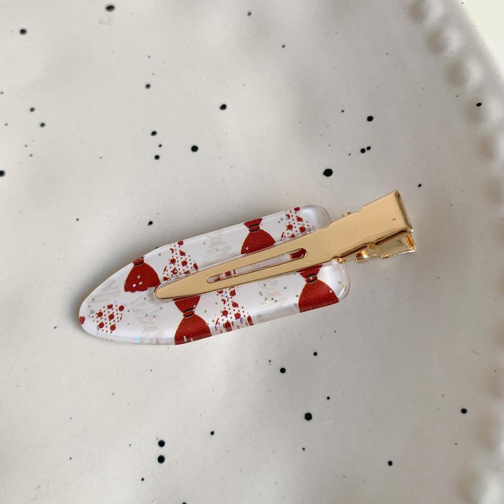 1PC New Korean Red Checkered Bow Pattern Hair Clip Cute Sweet Traceless Hairpin Duckbill Clip  Girl Hair Accessoires