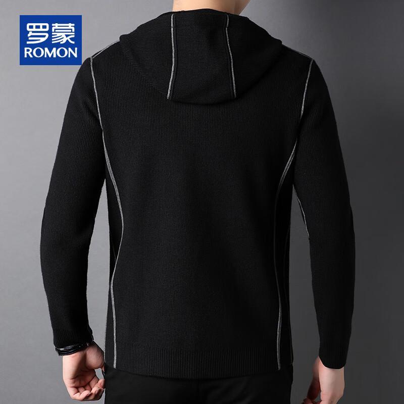 ROMON Men's Hooded Full-Zip Knitted Cardigan Sweater