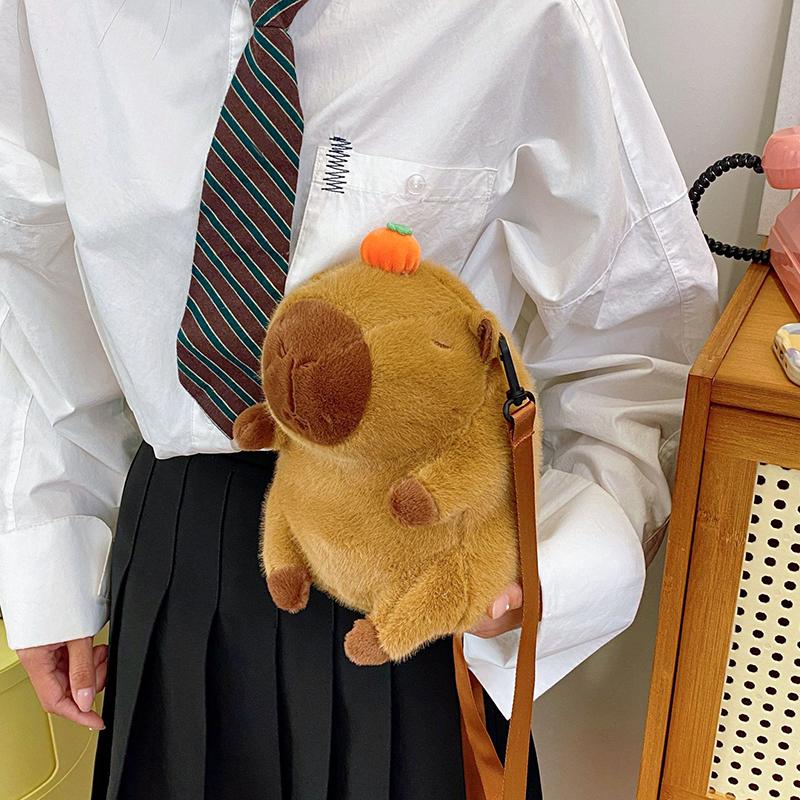 Capybara Plush Backpack Kawaii Plush Doll Fur Bag Children'S Bag Shoulder Bag Mini Backpack Gifts For Girlfriend