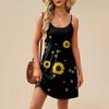 Fashion Women Summer Dress Vintage Floral Print Adjustable Spaghetti Straps Beach Vacation Casual Dress With Pockets