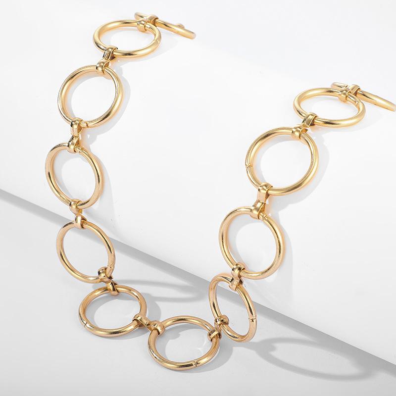 Thick chain circle punk style exaggerated necklace, simple and versatile trend ins short necklace wholesale