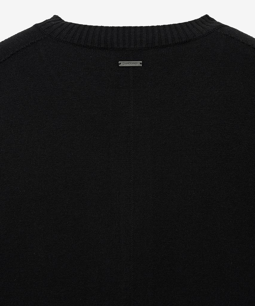 Ziosongzio Semblance Whole Garment Collarless Cardigan Black Zi2Kt801Bk
