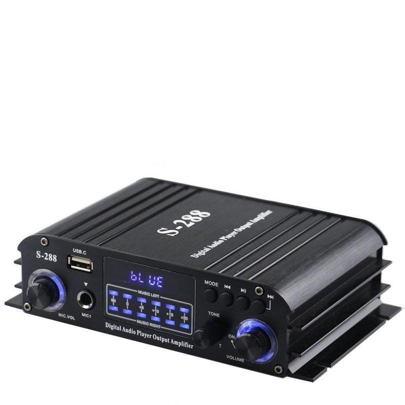 S-288 Bluetooth USB Audio Power Amplifier Car 4.0 Channel Audio Speaker Home Cinema HiFi Stereo Amplifier 17.6X10X4CM