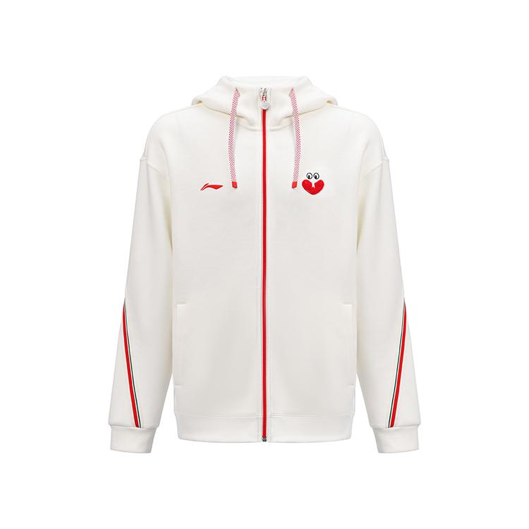 Li Ning Table Tennis Series Snake Year Letter Print Casual Sports Hoodie Unisex Hoodies Off-White AWDVB71
