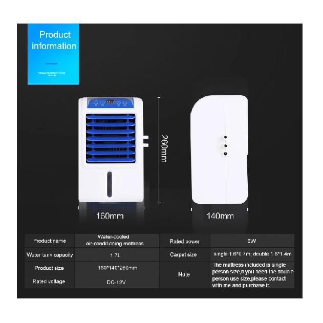 12V Water Circulation Bed Ice Sleeping Pad Cooling Pad Water-cooled Refrigeration Mattress Cooling Fan Conditioner Air Condition