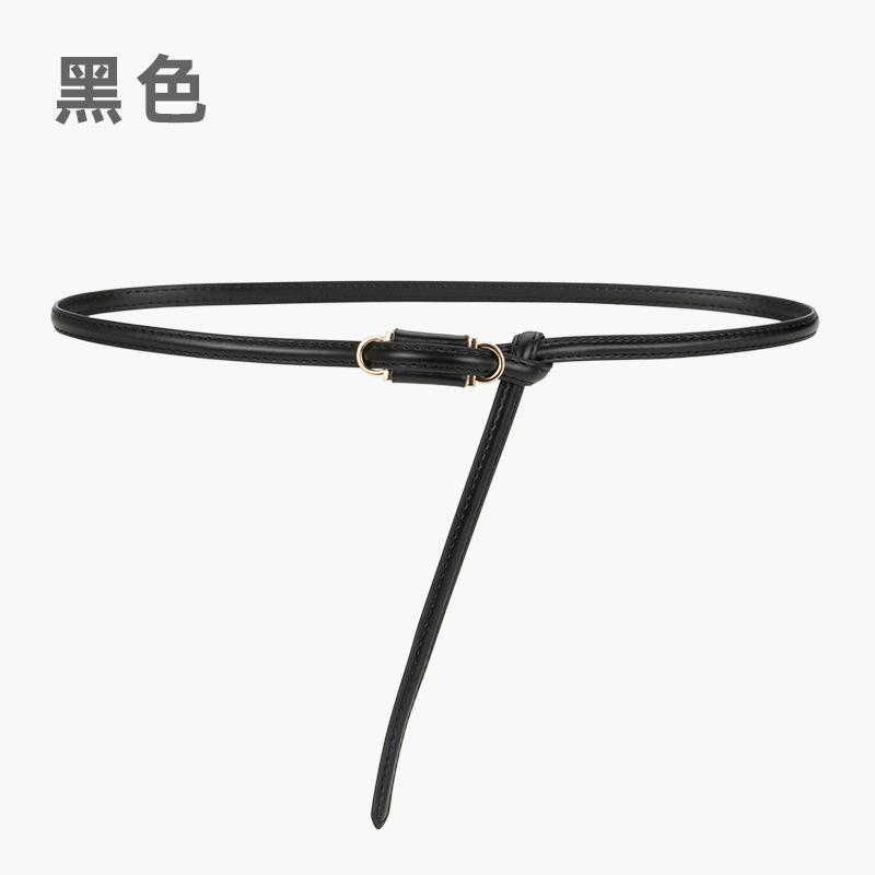 Four Seasons Available New Women'S Leather Thin Belt With No Hole Design Decorative Belt Waist Cover Dress Versatile Two Layer Leather Women'S Belt