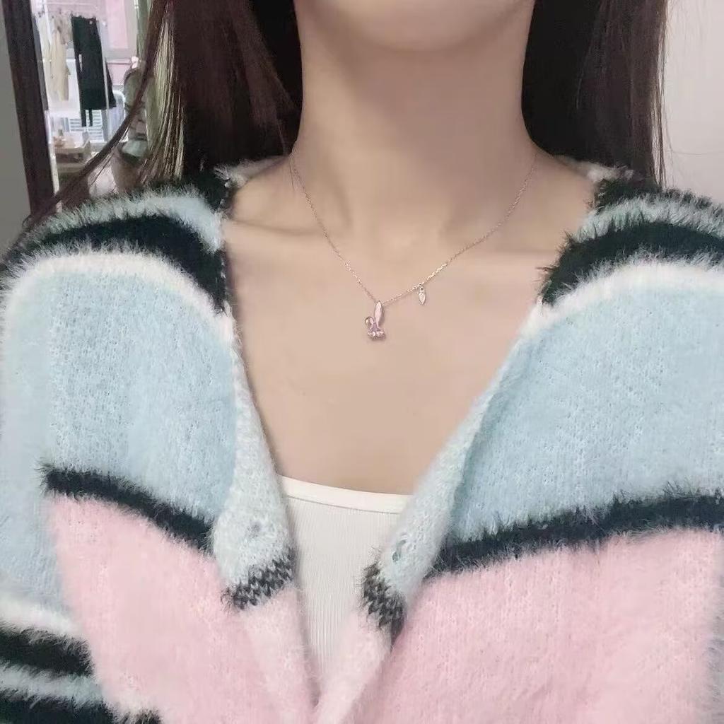 New Pink Bunny Necklace Female Rabbit Carrot Collarbone Chain Rabbit Natal Birthday Gift