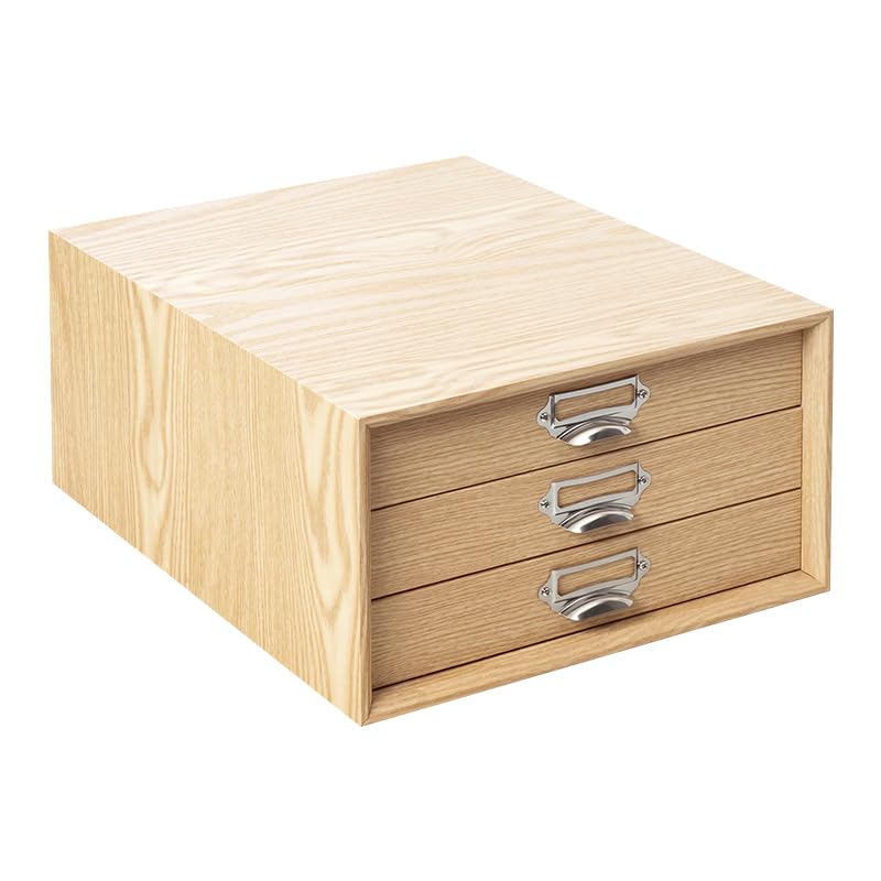 YIKATEND Storage Small Item Storage Drawer for Stationery and Beige Wide X 29cm Deep X 17cm Desk-Mounted Shelf, Case, Cosmetics, 3-Drawer, (36.5cm