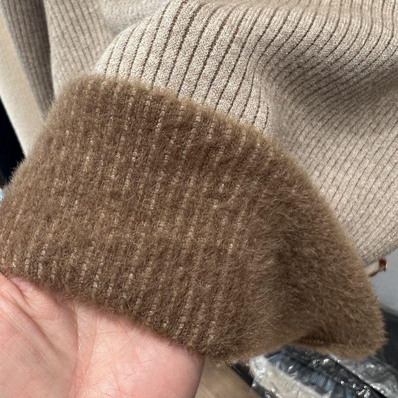 Cashmere Blouse Semi-turtleneck Fleece Thickened Sweater Warm Integrated Fleece with Wool Bottoming Shirt Sweaters