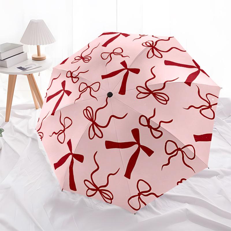 1pc Bows Patterns Automatic Open/close Umbrella, 8-Rib Sturdy Structure, Auto Folding/Opening, Portable Travel Umbrella for Women,187