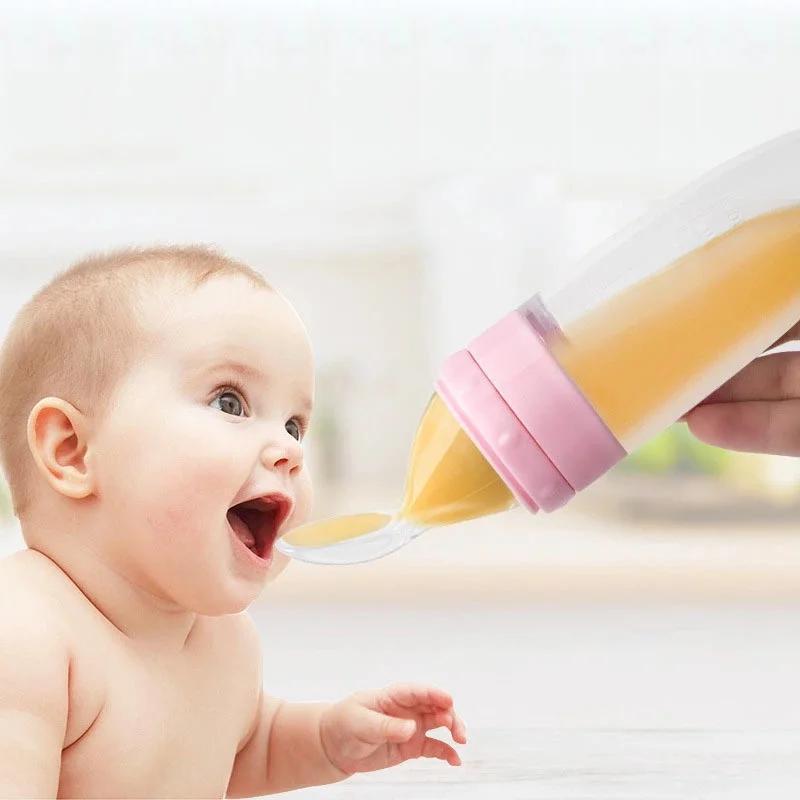 1 Pcs Baby Rice Paste Bottle Baby Silicone Milk Bottle Feeding Spoon For Baby Silicone Squeeze Spoon Rice Paste Bottle