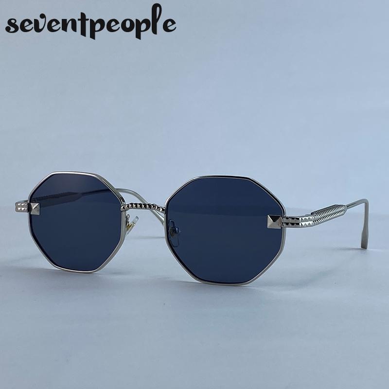 Vintage Octagon Punk Sunglasses Women Luxury Brand Metal Frame Steampunk Polygon Sun Glasses For Ladies Fashion Eyewear